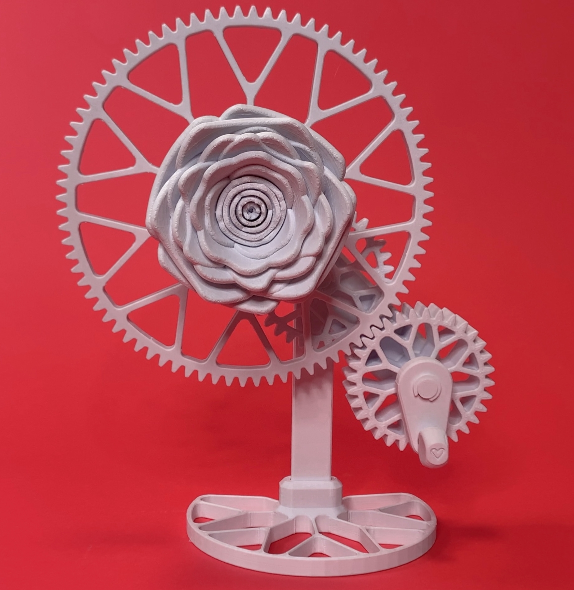 3D-printed Rose on Gear