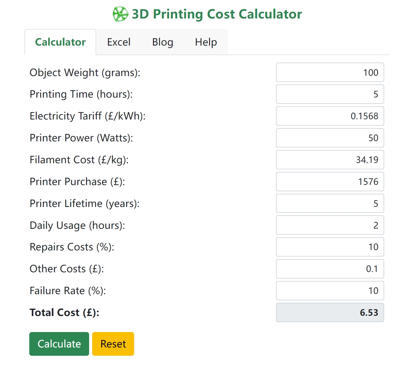 3D Print HQ Calculator