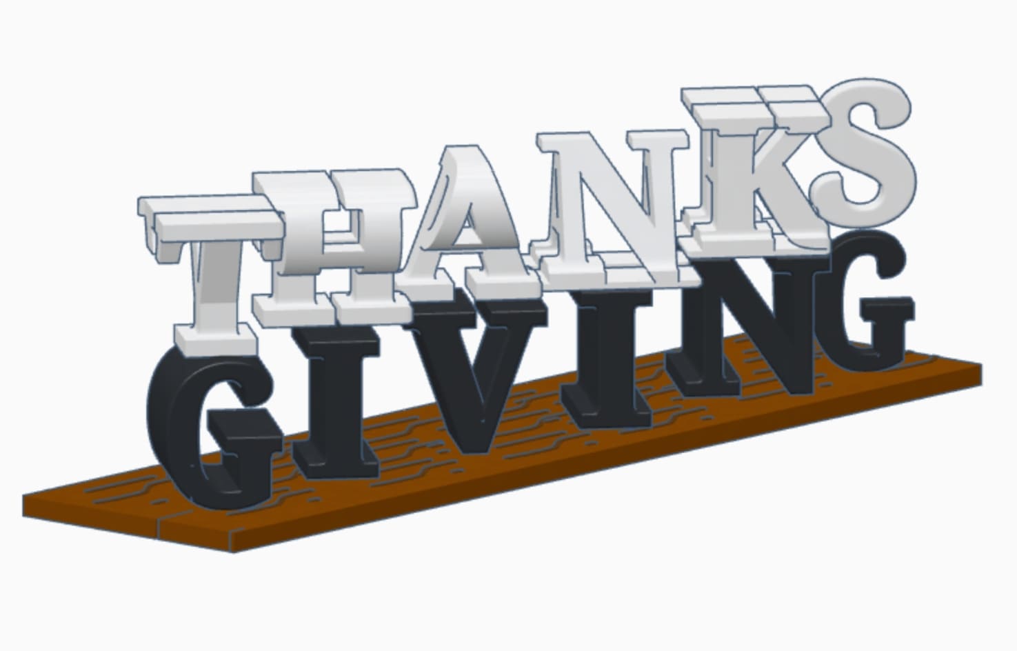 3d printed happy thanksgiving flip text